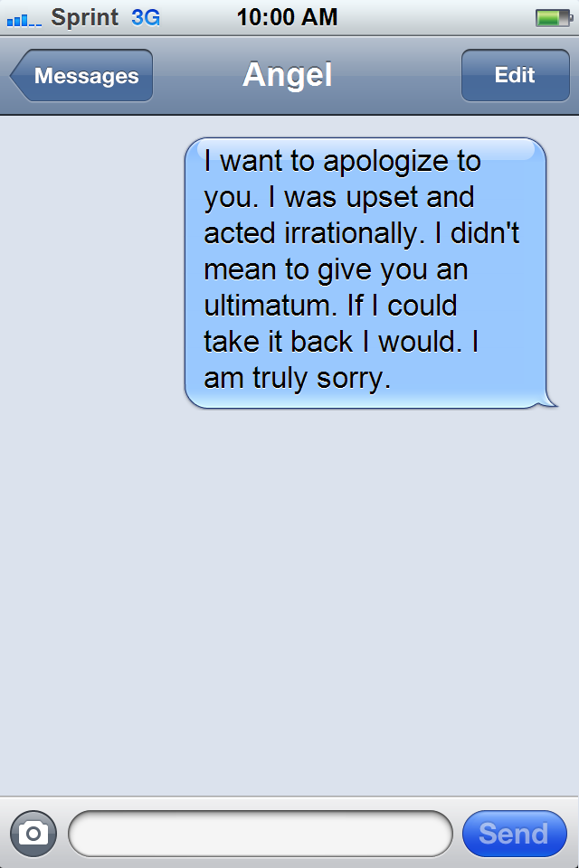 ultimatum text apology