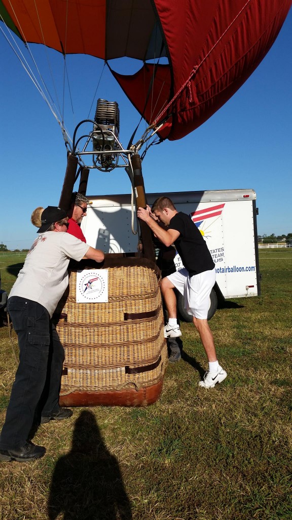 getting in the balloon