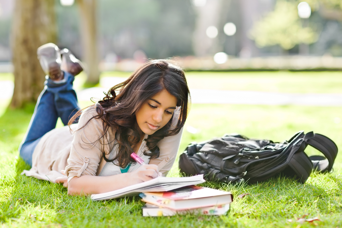 woman studying