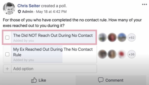 poll on exes who contact you during no contact