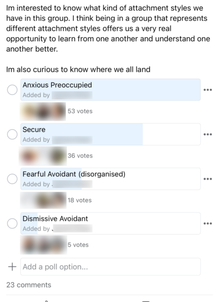 Real poll proving that most of our clients have anxious attachment styles. 